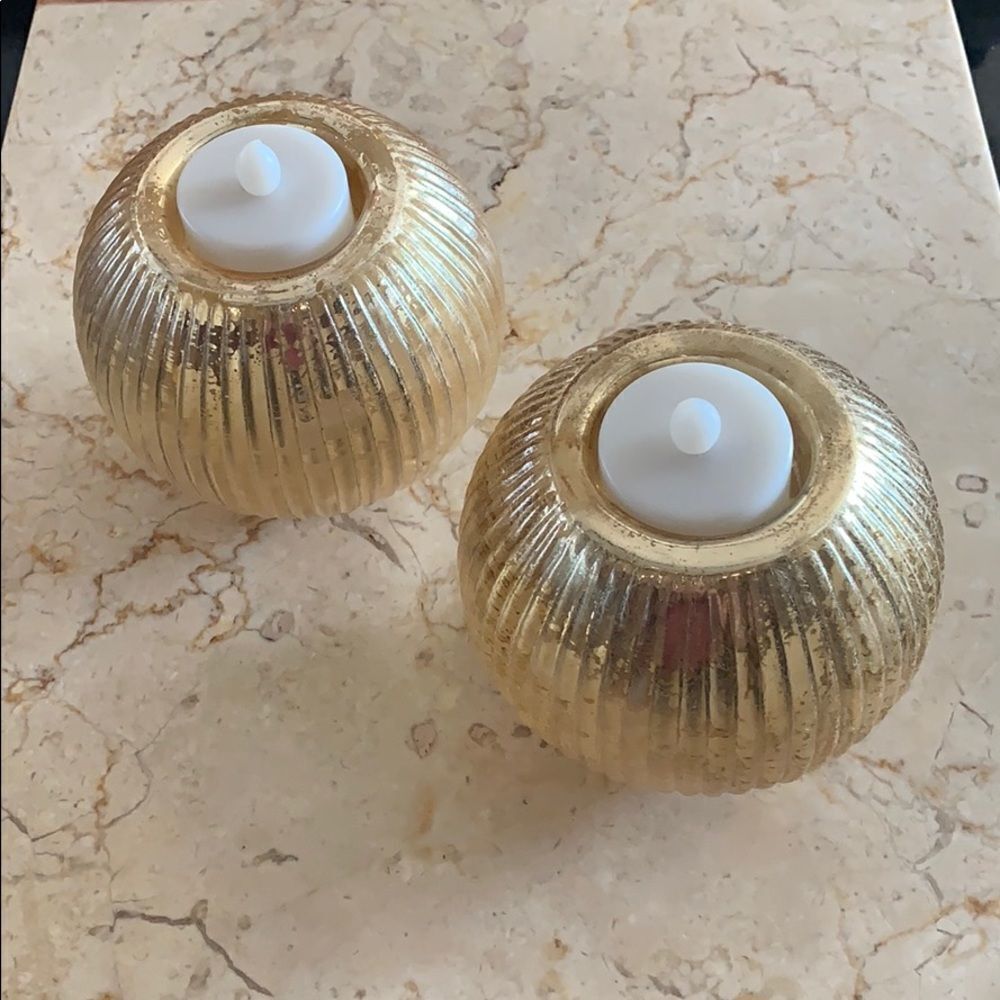 Gold Metallic Gold Candleholders